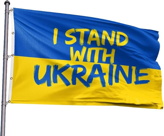 I Stand with Ukraine Flag Extra Large Flag 12x18FT Giant Ukrainian National Polyester Banner With 5 Grommets Fade Resistant Vivid Color For Patriotic Festival Events Party Decoration-VerdiqueGarden