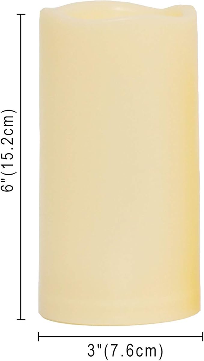 2 Waterproof Outdoor Battery Operated Flameless LED Pillar Candles with Timer Flickering Plastic Resin Electric Decorative Light for Lantern Patio Garden Home Party Wedding Decorations 3x6 Inch-VerdiqueGarden