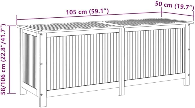 vidaXL Outdoor Storage Box, Deck Box with Gas-Lift Lid, Storage Chest with Water-Resistant Zippered Bag Inside, 59.1''x19.7''x22.8'', Solid Acacia Wood-VerdiqueGarden