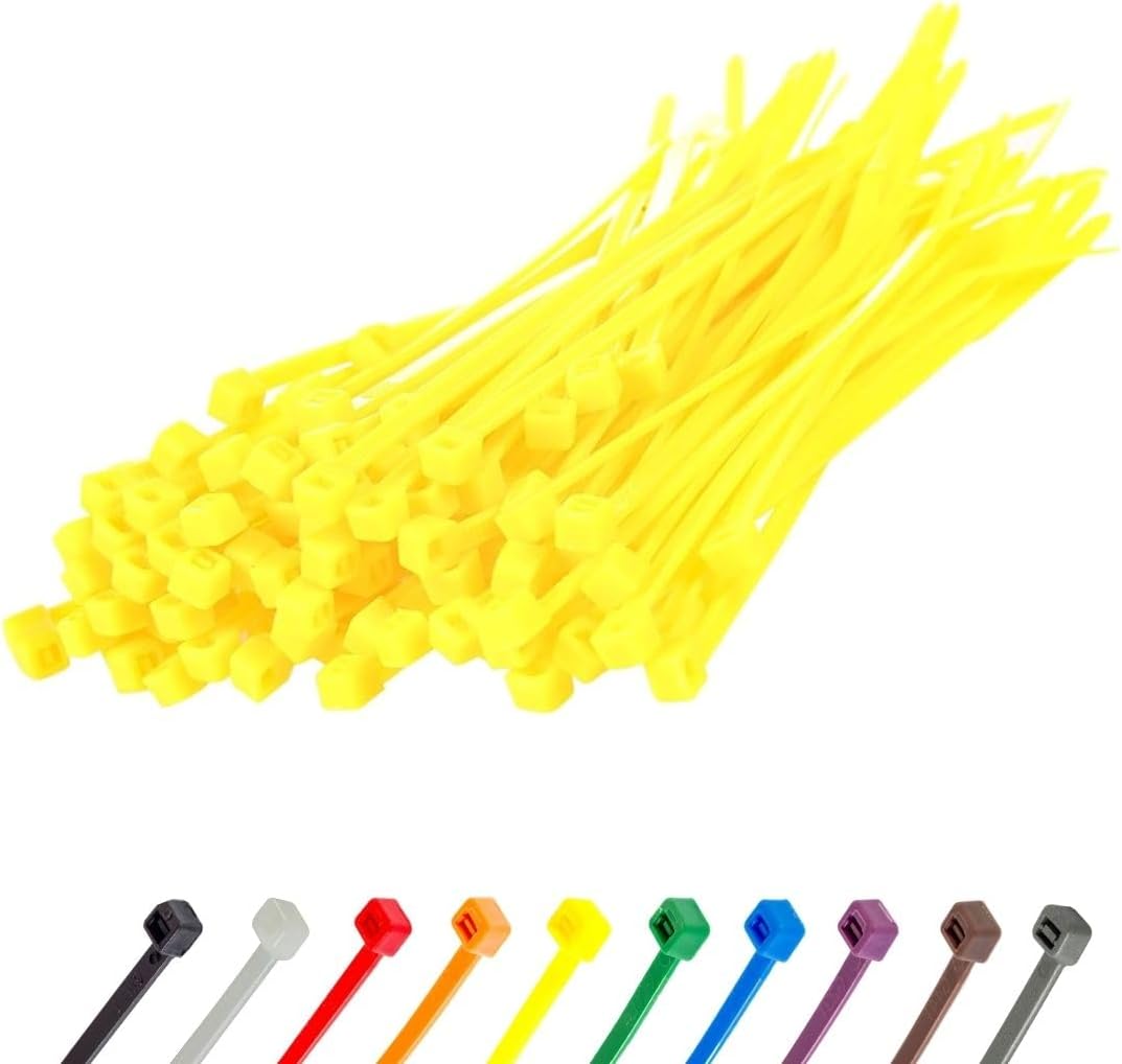 GTSE 4 Inch Yellow Zip Ties, 100 Pack, 18lb Strength, UV Resistant Nylon Small Cable Ties, Self-Locking 4" Tie Wraps-VerdiqueGarden