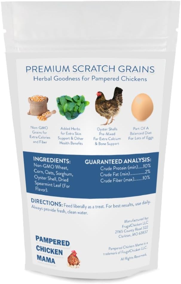 Pampered Chicken Mama Backyard Feed - Premium Scratch Treat - High Protein & Calcium All-Natural Grower Feed Supplies for Laying Chickens (2.5 Pounds)-VerdiqueGarden