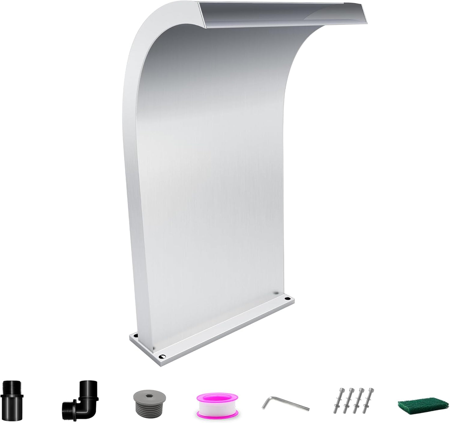 S-Shape Waterfall Spillway Ground Pool Fountain, LONGRUNNEW 304 Stainless Steel Outdoor Water Feature 24.13'' x 9.37'' x 15.39'' for Garden Decor, Landscape Accents & Patio Pond Water Feature-Large-VerdiqueGarden