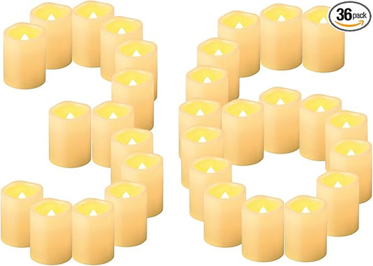 CANDLE IDEA Flameless LED Votive Candles 36 Pack, 1.5" x 2", Battery Operated Flickering Electric Outdoor Flameless Tea Lights, Fake Tealight Candle Bulk for Wedding, Christmas, Halloween Decorations-VerdiqueGarden