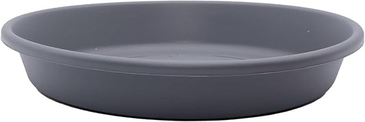 The HC Companies 10 Inch Round Plastic Classic Plant Saucer - Indoor Outdoor Plant Trays for Pots - 10.75"x10.75"x1.75" Warm Gray-VerdiqueGarden