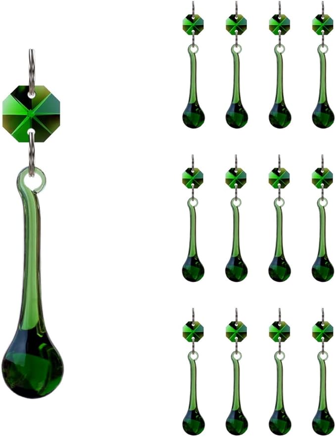 12pcs Raindrop Crystal Chandelier Prisms Parts, Hanging Crystals Beads for Chandeliers, Home Decoration-VerdiqueGarden