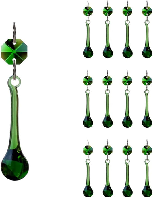12pcs Raindrop Crystal Chandelier Prisms Parts, Hanging Crystals Beads for Chandeliers, Home Decoration-VerdiqueGarden