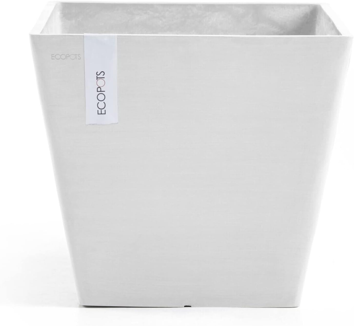 Ecopots Rotterdam Durable Modern Square Indoor/Outdoor Recycled-Based Composite Flower Planter, Pure White, 12"-VerdiqueGarden