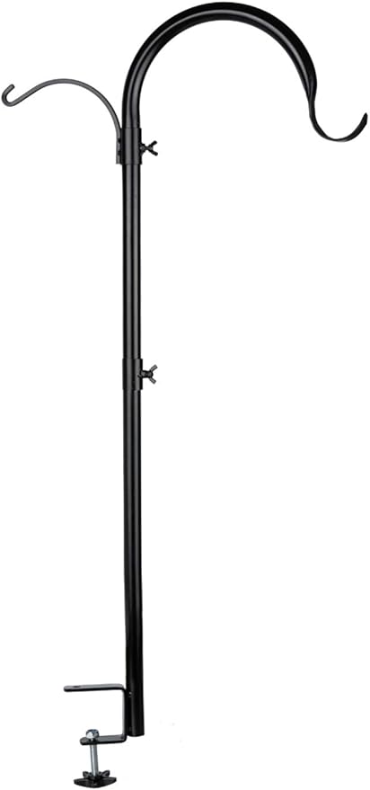 WOSIBO Three Span Deck Hook, 37 Inches Deck Bird Feeder Pole, Hanging Baskets Porch Multi-Hook for Deck Kit with Three Branches for Plant Hangers, Lanterns, Wind Chimes and More-VerdiqueGarden