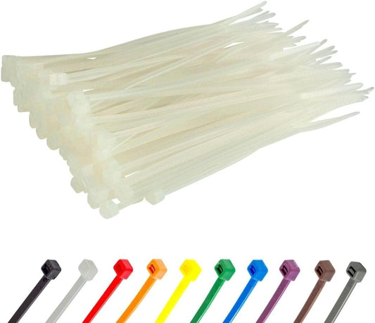 GTSE 4 Inch White/Clear Zip Ties, 100 Pack, 18lb Strength, UV Resistant Small Nylon Cable Ties, Self-Locking 4" Tie Wraps-VerdiqueGarden