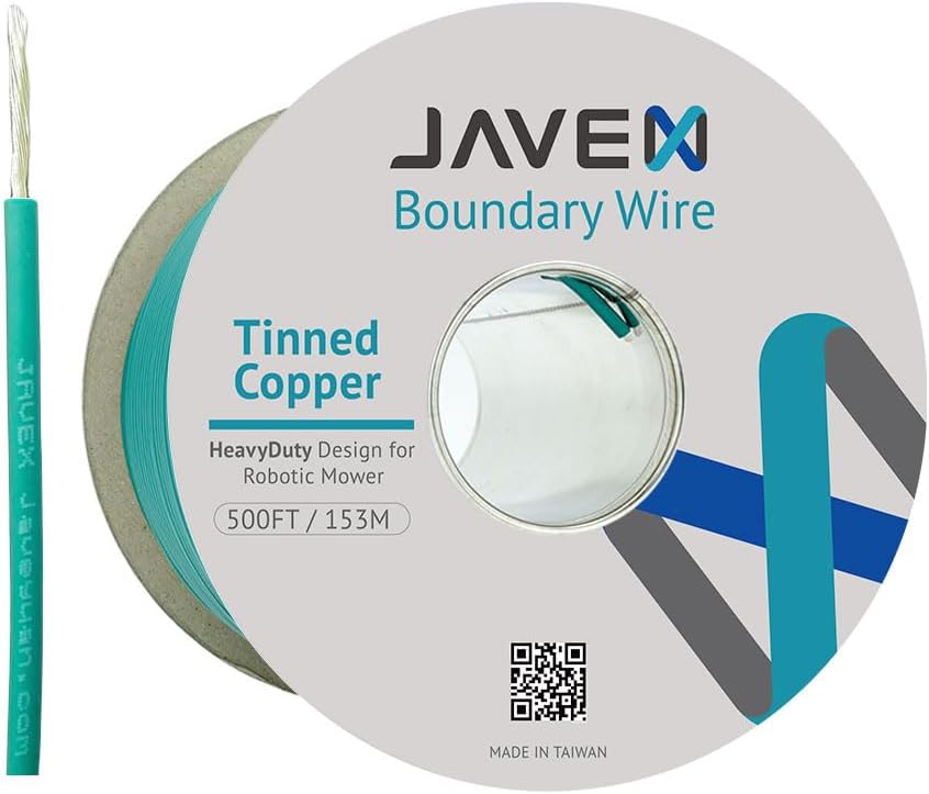 JAVEX Robotic Mower Boundary Wire Cable- Tinned Copper Heavy Duty Universal for Gardena, Husqvarvna, Worx and Other Lawn Auto-Mower Brands Installation Kit [3.4mm, 24x0.25mm] Green, 153M/500FT-VerdiqueGarden