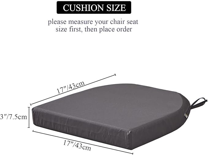 17 x 17 Inch Outdoor Seat Cushions for Patio Furniture with Non Slip and Ties Waterproof & UV Resistant Round Corner Outdoor Chair Cushions Replacement Set of 2, Gray-VerdiqueGarden