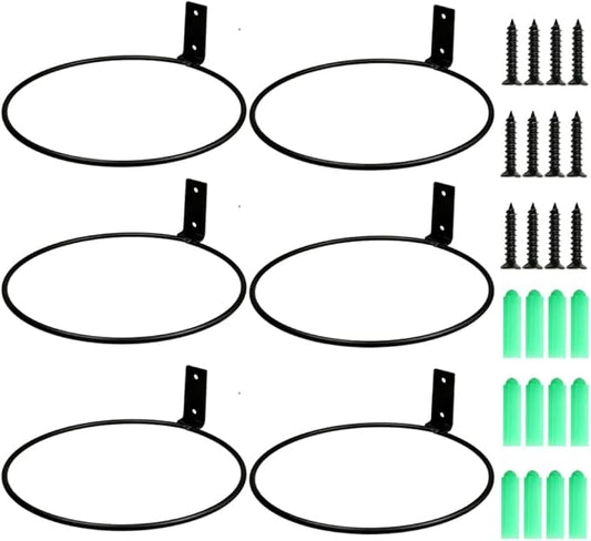 6 Pack 8in Flower Pot Holder Ring Wall Mounted Metal Planter Hooks Hangers Wall Bracket Wall Planter Hook (6, 8")-VerdiqueGarden