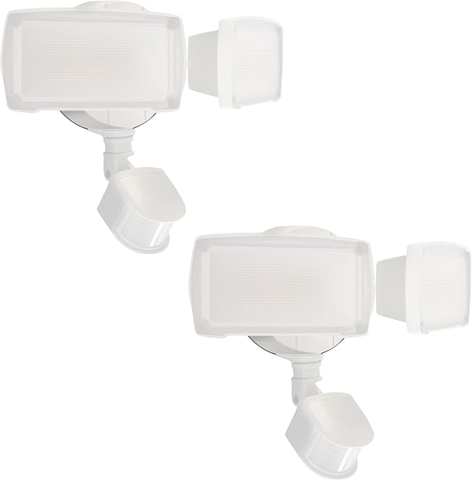 UME 2 Pack 19W LED Flood Light Motion Sensor Outdoor, 2 Adjustable Head, 2000LM, 5000K, IP65 Waterproof, Dusk to Dawn Security Light with Photocell for Exterior,Outside,Garage,House(White)-VerdiqueGarden