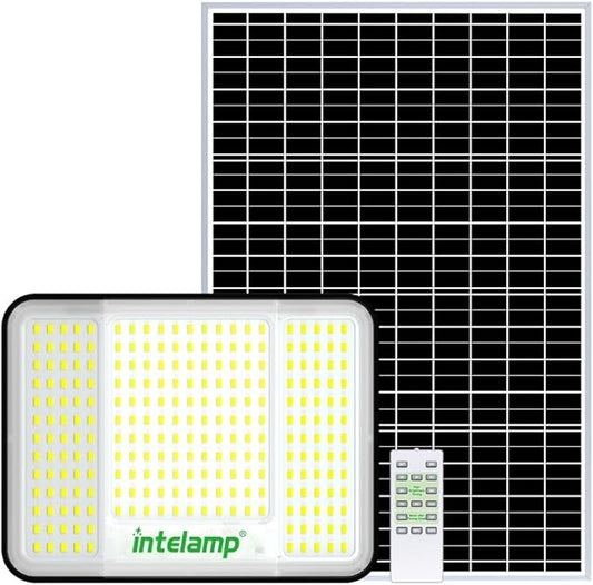 intelamp Solar Flood Lights Outdoor Waterproof, 20000mAh 2000LM Floodlight Exterior with Remote 16.4 FT Cable, 2-12H Timer Dusk to Dawn Security Spots Lighting Outside for Garden Pathway-VerdiqueGarden
