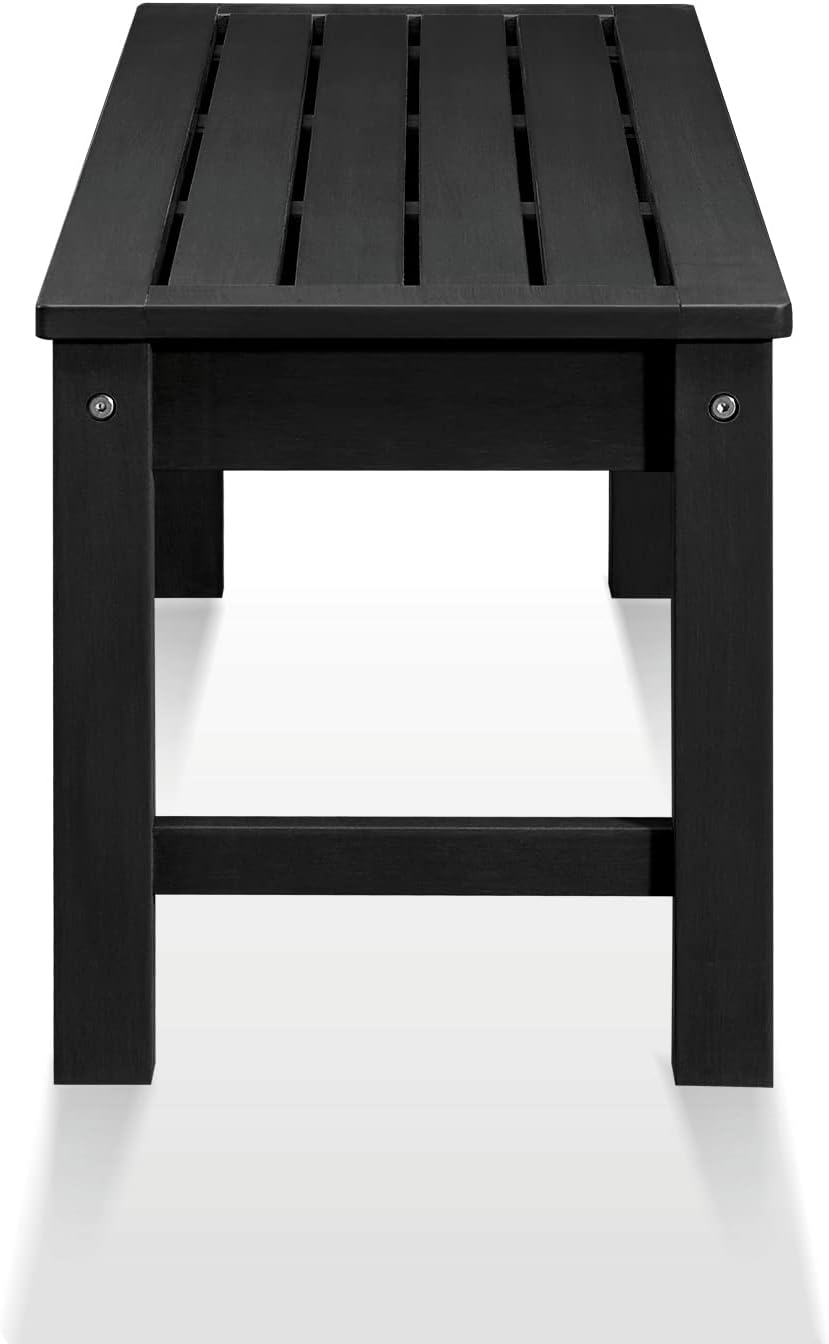 Psilvam Knight Bench, Two Person Outdoor Poly Lumber Patio Backless Bench, Weatherproof Garden Bench That Never Rot and Fade, Suit for Garden, Porch and Park (Black)-VerdiqueGarden