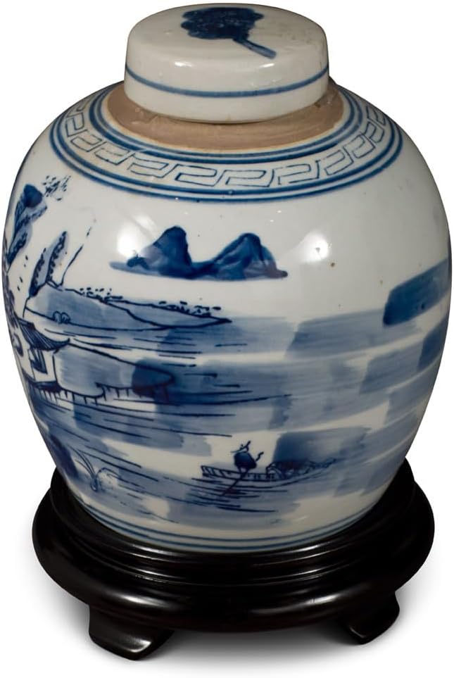 China Furniture and Arts Blue and White Porcelain Scenery Chinese Jar-VerdiqueGarden