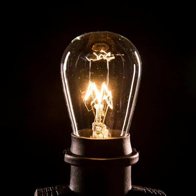 Hometown Evolution, Inc. 24 Foot E26 Outdoor Commercial String Lights with Suspended Socket for Weatherproof Heavy Duty Vintage Outside Lighting - Set of 12 S14 Clear Bulbs-VerdiqueGarden