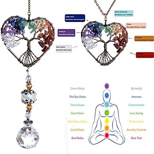 H&D HYALINE & DORA Suncatcher Window Hanging Tree of Life Heart Shaped Crystal Ball Prism Drop Pendant-VerdiqueGarden