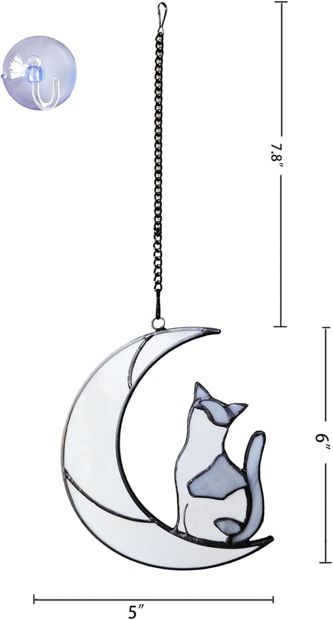 Gray and White Cat Memorial Gifts Loss of Cat British Shorthair Stained Glass Cat Suncatcher Cat Died Sympathy Gifts for Cat Lovers Cat Loss Sympathy Gift-VerdiqueGarden
