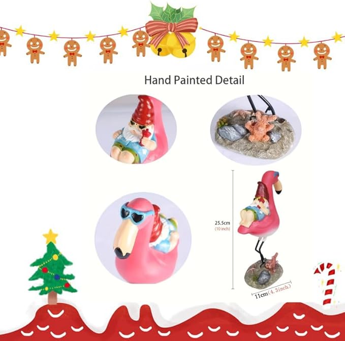 Gnome Garden Statue Funny Gnome Reclining on Flamingo Figurines, Resin Garden Gnomes Fall Decorations Outdoor for Patio Yard Lawn Porch, Ornament Gift-VerdiqueGarden