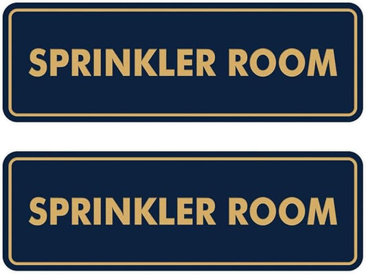 Signs ByLITA Standard Sprinkler Room Sign (Navy Blue/Gold) - Small 2 Pack-VerdiqueGarden
