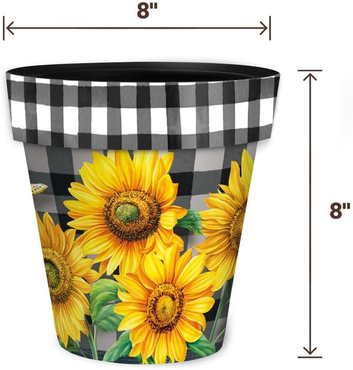 Briarwood Lane Checkered Sunflowers Decorative Small Planter-VerdiqueGarden