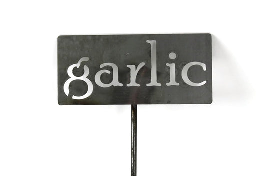Classic Metal Garden Markers 19 Inches Tall (garlic, Raw, Unfinished Steel (will rust with time))-VerdiqueGarden