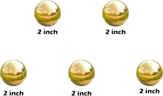 Nerien Gazing Ball, 2 Inch Stainless Steel Garden Mirror Globe, Polished Ornament Sphere, Hollow Floating Reflective Hemisphere, for Home Outdoor Pond Housewarming Swimming Decoration, Gold, 5pcs-VerdiqueGarden