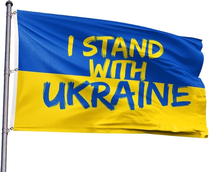 I Stand with Ukraine Flag Extra Large Flag 6x10FT Giant Ukrainian National Polyester Banner With 3 Grommets Fade Resistant Vivid Color For Patriotic Festival Events Party Decoration-VerdiqueGarden