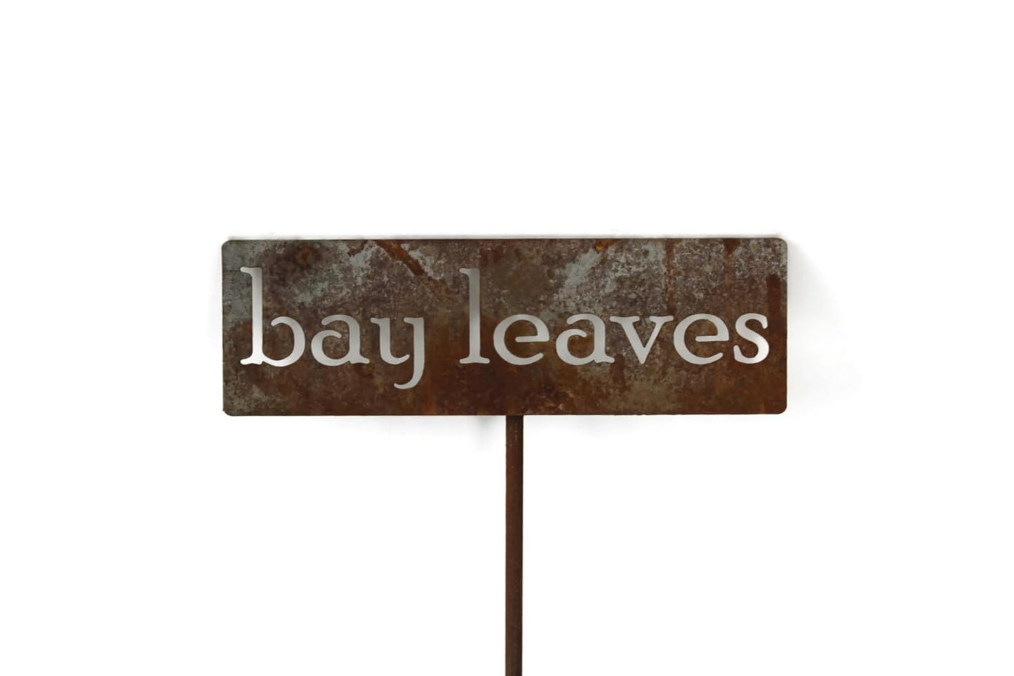 Classic Metal Garden Markers 19 Inches Tall (bay leaves, Naturally Rusted)-VerdiqueGarden