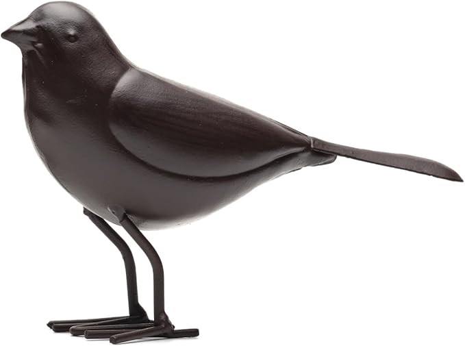 Decorative Small Nostalgia Style Cute Bird Art Iron Sculpture Figurine Home & Office & Garden Decoration, Rust/Brown (American Robin)-VerdiqueGarden
