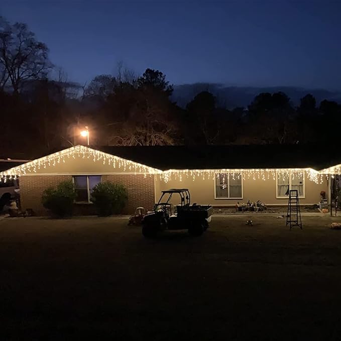 YASENN Bluetooth APP Icicle Lights LED Christmas String Light Icicle Style 300 LED 30ft Fairy Lights 60 Drops Icicle Lights for Indoor Outdoor Decorations(Warm White)-VerdiqueGarden