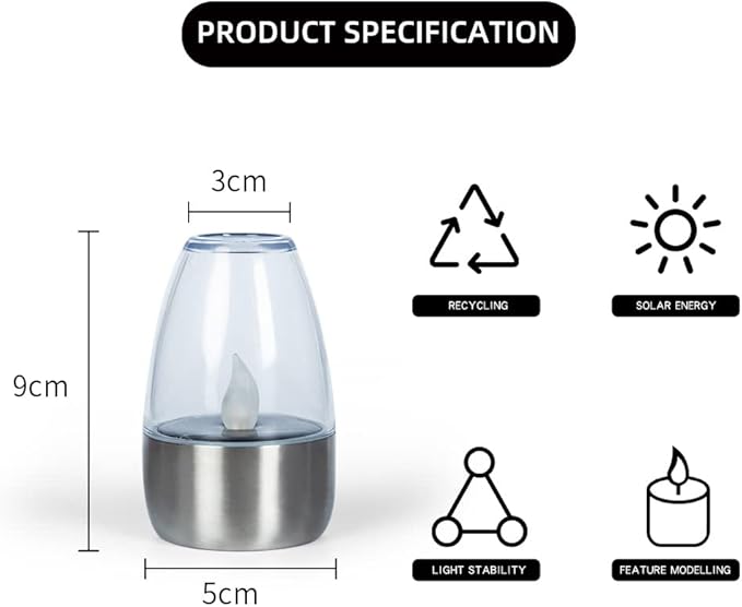 Solar Candle Lights,Flameless Candle Lights,Solar Rechargeable Tea Wax lamp,6 flameless Candle Light, Suitable for Wedding, Valentine's Day, Halloween, Christmas (Tea Light)-VerdiqueGarden
