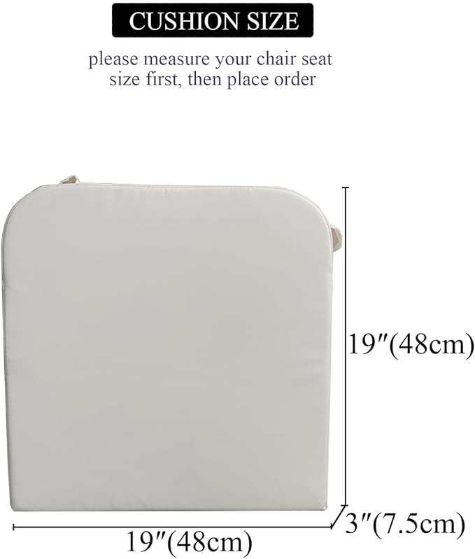19 x 19 Inch Outdoor Seat Cushions for Patio Furniture with Non Slip and Ties Waterproof & UV Resistant Round Corner Outdoor Chair Cushions Replacement Set of 2, Beige-VerdiqueGarden