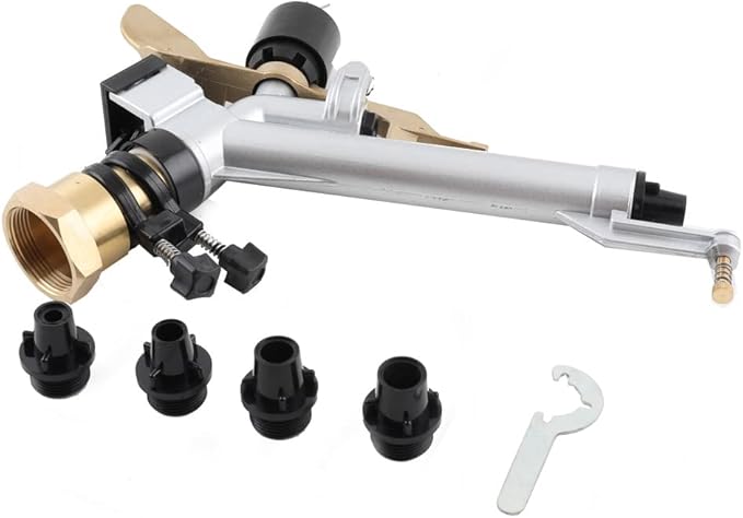 1.5" 360° Adjustable Impact Spray Gun Sprinkler with Nozzle Set, Water Spray Gun Large-Area Agriculture Irrigation Spray Gun Watering Sprinkler for Garden Farm Lawn-VerdiqueGarden