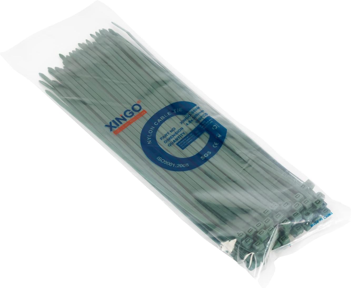 XINGO 100PCS Cable Zip Ties Heavy Duty, Premium Nylon Plastic Wire Ties with 50 Pounds Tensile Strength, Self-Locking Black Nylon Zip Ties for Indoor and Outdoor (12 inch, Dark Green)-VerdiqueGarden