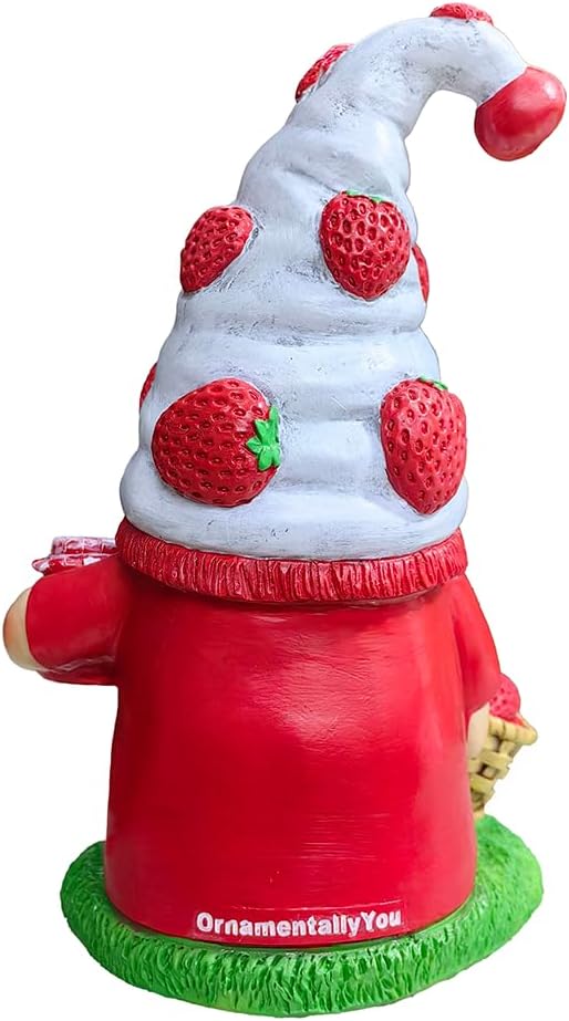 Spring & Summer-Themed Garden Statues – Adorable Outdoor Decor for Lawn, Patio & Porch (Charming Homestead Strawberry Gnome Garden Statue, 9.5" Farmhouse Style Unique Fruit Home Decor)-VerdiqueGarden