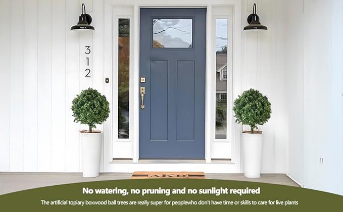 28" Artificial Boxwood Topiary Ball Trees with Ground Spike for Outdoor,Set of 2 UV Resistant Artificial Shrub Bushes,Artificial Plants,Fake Boxwood Plants for Indoor, Garden, Yard,Patio Décor-VerdiqueGarden