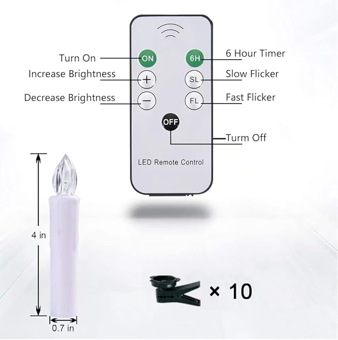 20 PCS Flickering Flameless Window Candle LED Christmas Tree Candle Lights Warm White Battery Operated Electric Taper Candles with Remote Perfect Timer for Home Garden Wedding Parties Decor-VerdiqueGarden