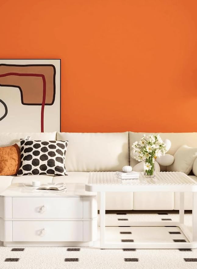 Dimoon 393''x17.7'' Orange Peel and Stick Wallpaper Contact Paper Modern Self Adhesive Wall Paper Removable Renter Friendly Textured Solid Color Shelf Vinyl Roll (393''x17.7'',Tropical Orange)-VerdiqueGarden