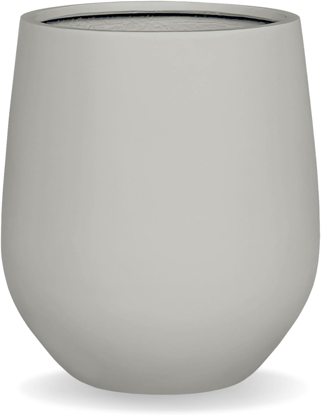 21" H x 19" D Corso Fiberstone Round Tapered Planter with Drainage Hole, Smooth Finishes, Weather Resistant for Indoor and Outdoor Use (Light French Gray, 15" Pot Opening)-VerdiqueGarden