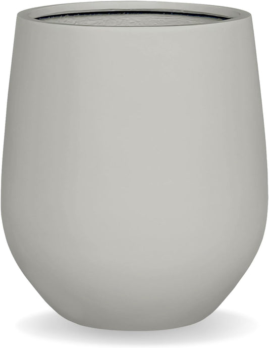 21" H x 19" D Corso Fiberstone Round Tapered Planter with Drainage Hole, Smooth Finishes, Weather Resistant for Indoor and Outdoor Use (Light French Gray, 15" Pot Opening)-VerdiqueGarden