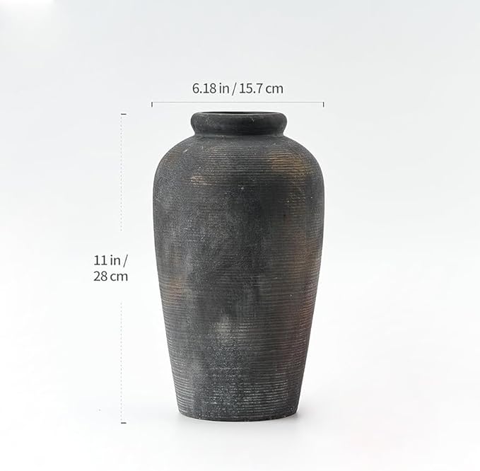 Decorative Ceramic Rustic vase,Tall vase for Minimalist Decoration,11" Large Vintage Vase for Home Decor,Centerpiece,Living Room,Enterway,Bronze-VerdiqueGarden