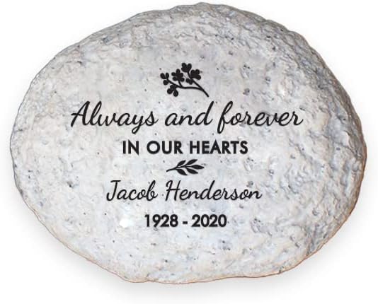 GiftsForYouNow Engraved Always and Forever in Our Hearts Memorial Garden Stone, 4.75" by 4"-VerdiqueGarden