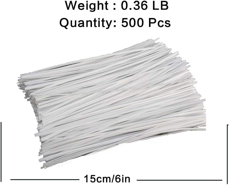 Plastic White Twist Ties 6 inch, Reusable Cable Ties,Long Garbage Bag Twist Ties, Trash Bag Coated Ties, Twisty Ties for Organizing, Plant Hollding, Office, Christmas Tree (500 Pcs)-VerdiqueGarden