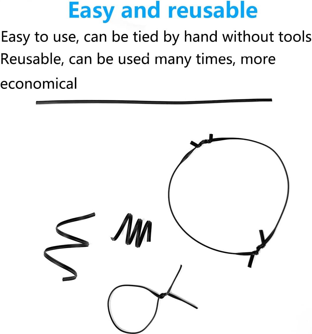 Plastic Black 6" Twist Ties, Reusable Cable Ties,Long Garbage Bag Twist Ties, Trash Bag Coated Ties, Twisty Ties for Organizing, Plant Hollding, Office, Christmas Tree (500 Pcs/6 inch)-VerdiqueGarden