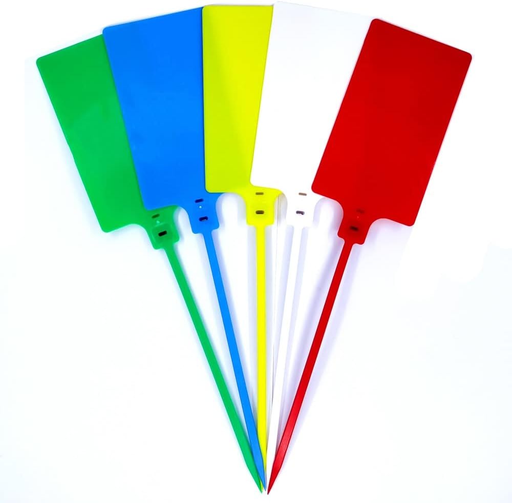 Plastic Seals Shipping Tags Logistics Use Big Sign Tie Large Label Tie, 255mm Total Length, Package of 100pcs (5 Colors Mixed)-VerdiqueGarden