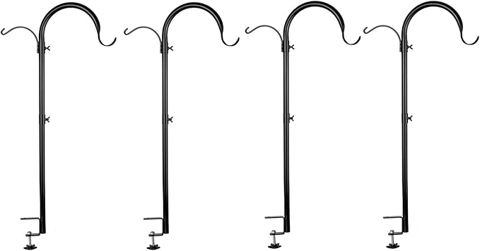 WOSIBO 4 Pack Three Span Deck Hook, 37 Inches Deck Bird Feeder Pole, Hanging Baskets Porch Multi-Hook for Deck Kit with Three Branches for Plant Hangers, Lanterns, Wind Chimes and More-VerdiqueGarden