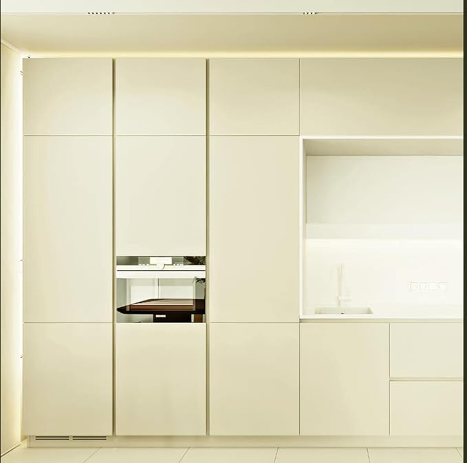 Dimoon 118''x17.7'' Beige Peel and Stick Wallpaper Contact Paper Modern Self Adhesive Wall Paper Removable Renter Friendly Textured Solid Color Shelf Cabinet Vinyl Roll (118''x17.7'',Beige)-VerdiqueGarden