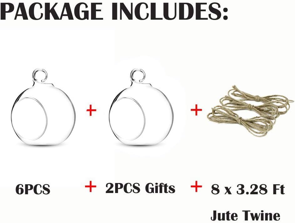 Set of 8 Air Plant Holder Hanging Glass Globe Tea Light Candle Holders Home Wedding Party Centerpieces Decor Indoor Outdoor Tealight Candleholders (8Pcs 4 inches Diameter)-VerdiqueGarden